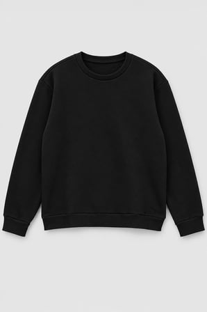 Markapia Man Erkek Bisiklet Yaka İçi Polarlı Düz Siyah Sweatshirt
