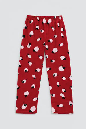 Markapia Woman Kadın Koyun Desenli Kırmızı Polar Pijama Altı
