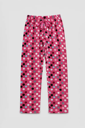 Markapia Woman Kadın Renkli Puantiyeli Pembe Polar Pijama Altı