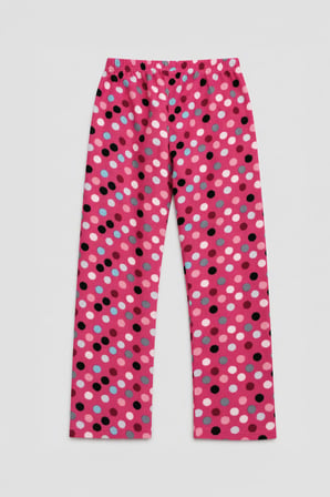 Markapia Woman Kadın Renkli Puantiyeli Pembe Polar Pijama Altı