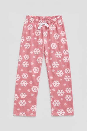 Markapia Woman Kadın Kar Tanesi Desenli Pembe Polar Pijama Altı