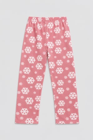 Markapia Woman Kadın Kar Tanesi Desenli Pembe Polar Pijama Altı
