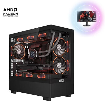 CRTG123 Ryzen 5 5600 16GB DDR4 512GB NVMe Radeon RX 7600 24 inç Monitörlü Gaming Hazır Sistem