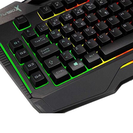 Turbox Giantpeak USB Kablolu Rgb Makro Gaming Klavye Standart Q Sese Duyarlı RGB Işıklı Macrolu Telefon Tutacaklı