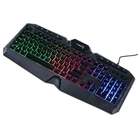 Turbox TR-GK102 USB Kablolu Gaming Standart Q Rainbow Aydınlatma Multimedia Klavye