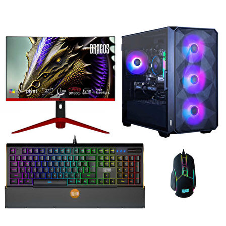 Dragos DRx5219 i5 12400F 16GB 512GB M.2 NVMe SSD 8GB RTX4060 27 İnç 240Hz Curved Oyuncu Bilgisayarı