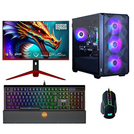 Dragos DRx5970 i5 12400F 32GB 512GB M.2 NVMe SSD 12GB RTX3060 27 İnç 240Hz Curved Oyuncu Bilgisayarı