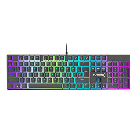 Turbox TR-MK10PD RGB (Siyah))Makro Bilek Destekli Blue Switch Kablolu Mekanik Rainbow Gaming Klavye