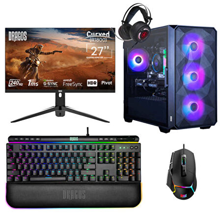 Dragos DRx6731 i5 14400F 16GB Ram 1TB M.2 NVMe 8GB RTX4060 27 İnç 240Hz Curved Oyuncu Bilgisayarı
