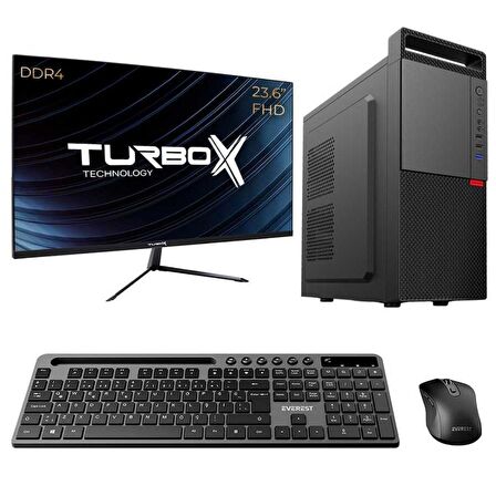 Turbox Tx5190 i5 12400 32GB DDR4 512GB SSD 23.6 inç FHD Monitör Masaüstü Kurumsal Ofis Bilgisayarı