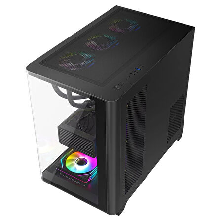 Dragos Ocean Curved Pro Siyah 7x Argb Fan USB 3.0 750W 80+ Panoramik Temperli Cam Gaming ATX Mid Tower Kasa