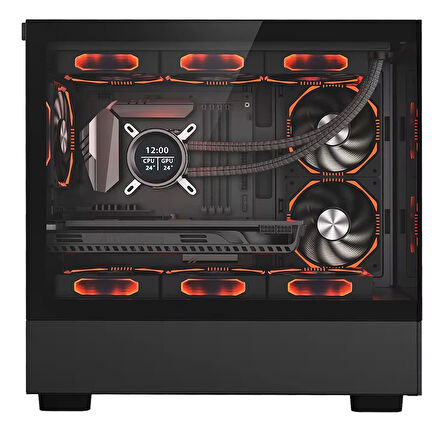 Dragos Basalt 6x ARGB Fan USB 3.0 600W 80+ Plus mATX Panoramik Temperli Cam Gaming Siyah Kasa