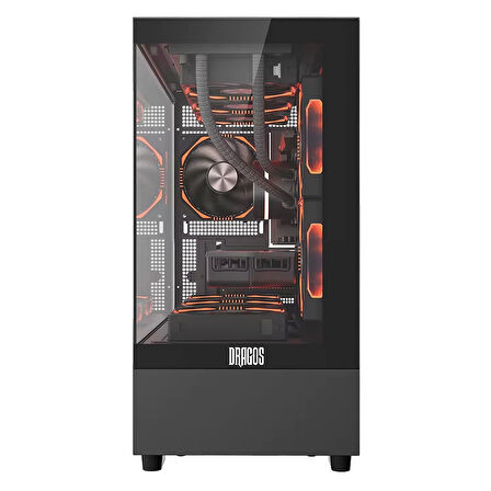 Dragos Basalt 6x ARGB Fan USB 3.0 600W 80+ Plus mATX Panoramik Temperli Cam Gaming Siyah Kasa