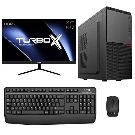 Turbox Tx5567 i5 12400 8GB DDR5 Ram 256GB M.2 NVMe SSD 21.5 inç FHD Masaüstü Ofis Hazır Sistem