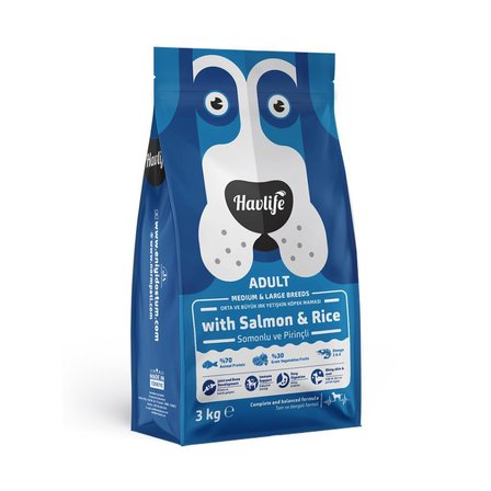 Havlife Orta ve Büyük Irk Somonlu Yetişkin Köpek Maması 3 Kg