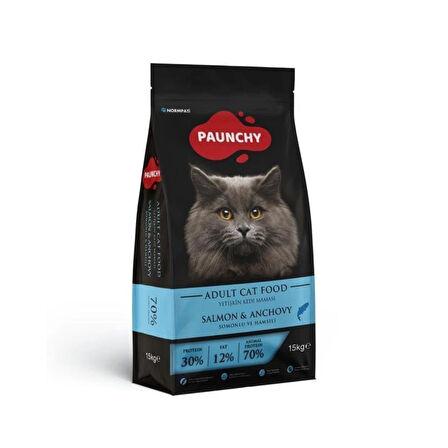 Paunchy Somonlu ve Hamsili Yetişkin Kedi Maması 15KG