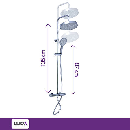 DUXXA Icon Termostatik Bataryalı Rain Duş Seti Krom DTB.112 3 Yıl Garanti