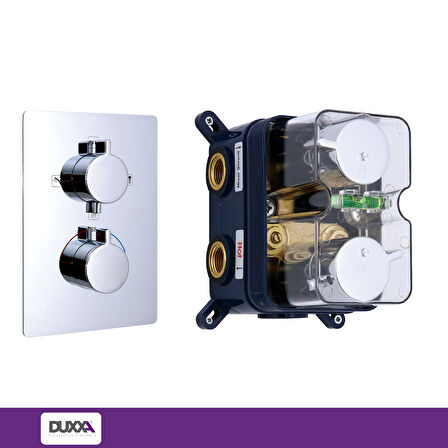 Duxxa Pera Kare Termostatik Ankastre Duş Seti Krom D.052