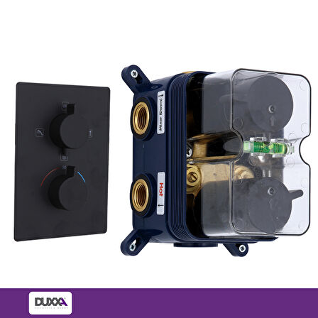 Duxxa Pera Kare Termostatik Ankastre Duş Seti Siyah D.052.MS