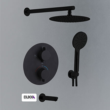 Duxxa Pera Oval Termostatik Ankastre Duş Seti Siyah D.054.MS