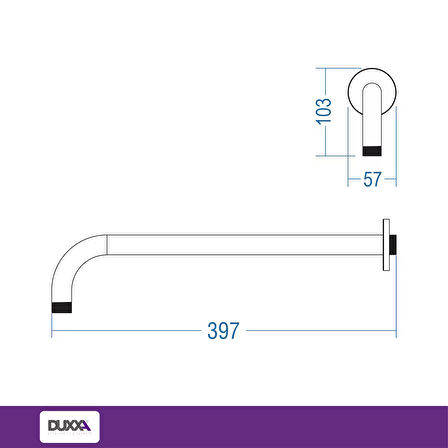 Ankastre Duş Borusu Duvardan 40cm SS304 Paslanmaz Çelik Krom Kaplama Çap 20mm Kalınlık 1.2mm 3 Yıl Garanti
