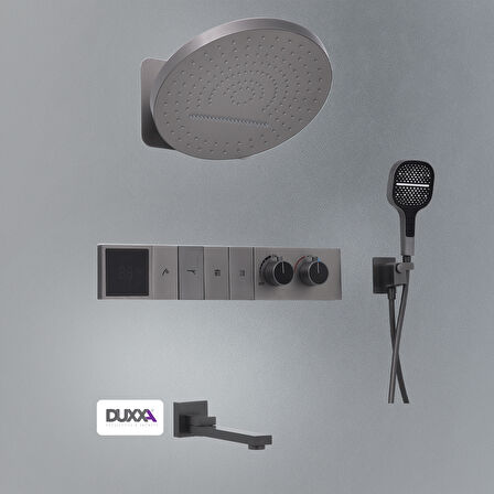 Duxxa Royal Ankastre Duş ve Termostatik Batarya Seti Gun Gray D.059