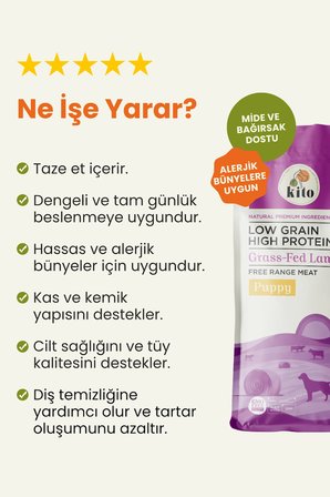 Kito Doğal Besi Kuzu Etli Yavru Köpek Maması 2,5 Kg