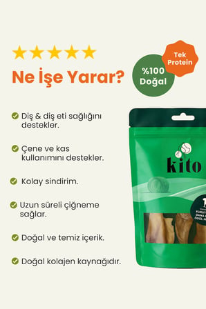 Kurutulmuş Dana Kulak Çiğnemelik Köpek Ödül Maması %100 Doğal, Glutensiz, Organik 100 gr
