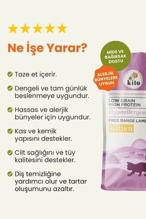 Kito Doğal Besi Kuzu Etli 2 kg Yavru Kedi Maması
