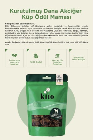 Kito Dana Akciğer Küp Atıştırmalık Köpek Ödül Maması  Glutensiz, Organik 100 Gr