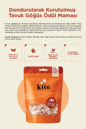 Kito Freeze Dried Tavuk Göğüs Ödül Maması 30 gr (Köpekler için)