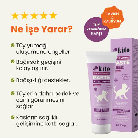 Kito Yavru Kediler için Multivitamin Paste-Malt Macunu (Yavru Kediler için Uygundur.)