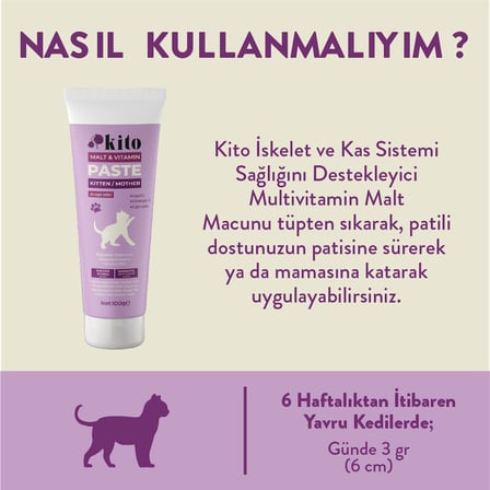 Kito Yavru Kediler için Multivitamin Paste-Malt Macunu (Yavru Kediler için Uygundur.)