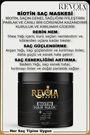 Revola Expert Shea Agan Badem Yağlı Saç Maskesi 500 Ml Biotin