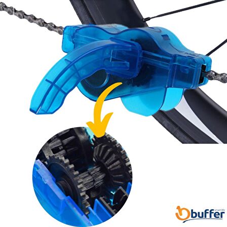 BUFFER® Bisiklet Zincir Dişlisi Koruyucu,Pas Sökücü ve Temizleme Fırçası Aparatı Bakım Seti 4 Parça