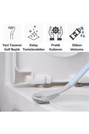 BUFFER® Golf Tasarımlı Silikon WC Klozet Mutfak Temizlik Fırçası Kanca Hediyeli