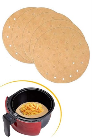 100 Adet  Airfryer Pişirme Kağıdı Tek Kullanımlık Hava Fritözü Yuvarlak Delikli Model
