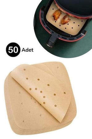 Petinka® Air Fryer Pişirme Kağıdı Hava Fritöz Yapışmaz Yağlı Kağıt Delikli Model 50 Adet