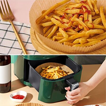 BUFFER® 50 Adet Air Fryer Pişirme Kağıdı Tek Kullanımlık Hava Fritöz Yağ Geçirmez Pişirme Kağıdı