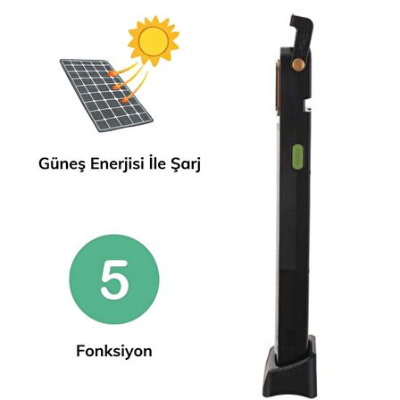 BUFFER® 5 Fonksiyonlu Güneş Enerjisi İle Şarj Olabilen 48 Ledli Işıldak,Aydınlatma