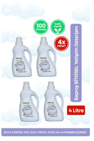Baproy Bitkisel Çamaşır Deterjanı 1 Lt Doğal Lavanta Yağlı x 4 adet