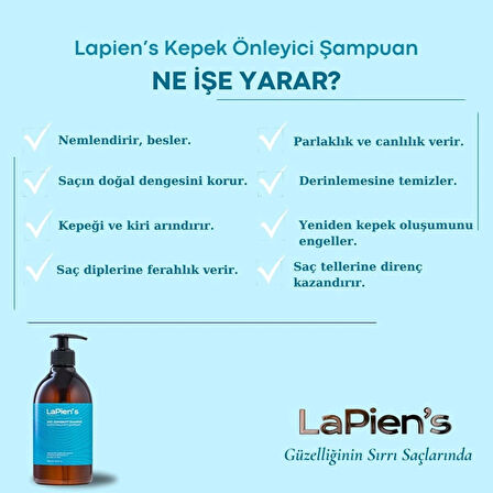 Lapien's Antidandruf Kepek Önleyici Arındırıcı Şampuan 500ml Hindistan Cevizi,aloevera Özü, Naneyağı Mentolü