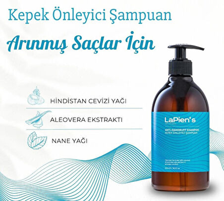 Lapien's Antidandruf Kepek Önleyici Arındırıcı Şampuan 500ml Hindistan Cevizi,aloevera Özü, Naneyağı Mentolü