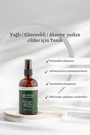 Yağlı / Karma Akne Eğilimli Gözenekli Ciltler İçin Tonik Doğal İçerikli