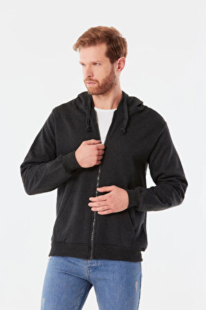 Kanguru Cepli Fermuarlı Sweatshirt