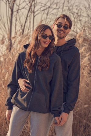Kanguru Cepli Fermuarlı Sweatshirt