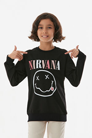 Nirvana Baskılı Kız Çocuk Sweatshirt