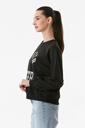 Yazılı Bisiklet Yaka Sweatshirt