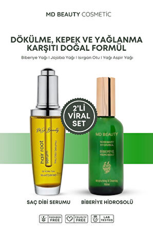 MD Beauty Biberiye Hidrosolü & Biberiye Saç Dibi Serumu Seti