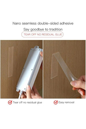 Süper Güçlü Çift Taraflı Bant - İz Bırakmaz, Şeffaf, Yapıştırıcı Montaj Bandı (Çok Amaçlı)